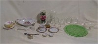 Tea Service With Green Plate, Crystal  Glass,