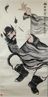 Xin Wu Chinese Watercolor Zhong Kui Scroll