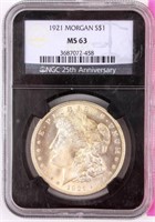Coin 1921 Morgan Silver Dollar NGC MS63