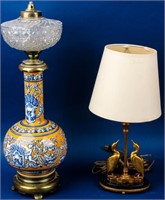 Two Antique/Vintage Lamps Oil & Electric