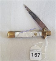 Kissing Crane Mother Of Pearl Stiletto Knife