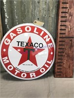 Texaco Motor Oil round tin sign