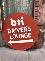 BTI Driver's Lounge tin sign