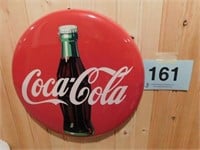 12" Coca Cola button sign, 1990, red back