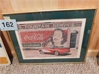 1961 Corvette Coca Cola print, signed & numbered