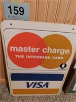 Vintage metal Visa/Mastercharge 2 sided sign