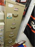 Metal 4 drawer filing cabinet, 15" x 26" x 52"