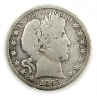 1893-S Barber Silver Half Dollar *KEY Date