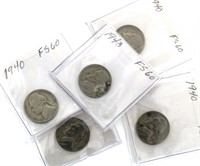 (5) Jefferson War Nickels *Better