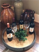 Lazy Susan with case of Local Butte County Wine