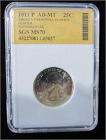 Graded 2011 America's Beautiful Quarter Coin MS70