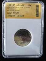 Graded 2011 America's Beautiful Quarter Coin MS70