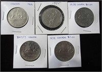 5 pcs RCM Voyaguer $1 Coins 1968/75/78/79