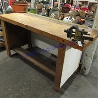 Wood work bench w/small vise