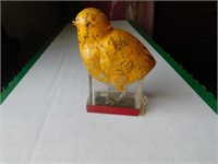 Vintage glass candy holder, yellow chick