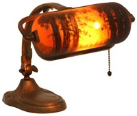Handel Reverse Painted Piano Lamp