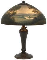 18 in. Handel Scenic Table Lamp Signed HB