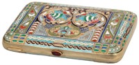 Russian Silver Enameled Cigarette Case