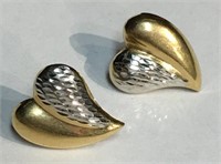 Pair Of 14k Gold Heart Shaped Earrings