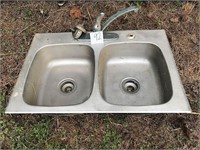 Double Tub Stainless Sink  33" W X 22" Deep