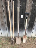 Group Lot of Hand Tools - Post Hole Digger & 2