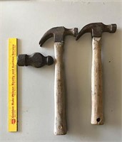Lot of 2 Wooden Handled Hammers and a 3rd missing