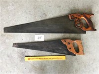 Lot of 2 Vintage Hand Saws - Larger Saw Marked