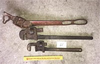 Group Lot of 3 Large Wrenches Two Pipe Wrenches,