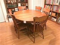 Oak Dining Table w/8 Matching Chairs 68 3/4" L X