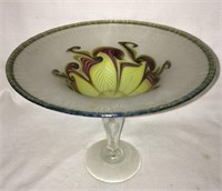 Signed Vandermark Art Glass Footed Bowl