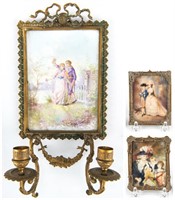 Pr. Miniature Portraits and French Sconce