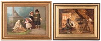 2 Dutch School Genre O/B Paintings