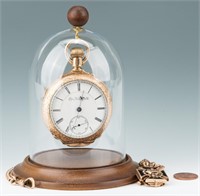 10K Masonic enamel pendant w/ Elgin pocket watch,