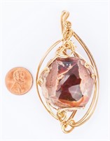 Ethiopian Fire Opal in Gold Pendant Mounting