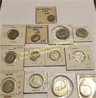 LOT OF 13 FOREIGN COINS