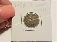 1868 3 CENT NICKEL COIN