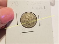 1873 3 CENT NICKEL COIN