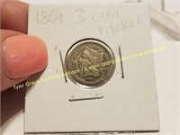1869 3 CENT NICKEL COIN