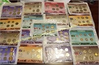 LARGE LOT OF FOREIGN COIN CARDED SETS SEALED