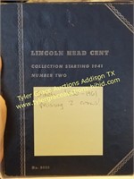 LINCOLN HEAD CENT BOOK  1930-1961 MISSING 2 CONS