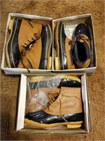 3 PAIR NEW SHOES - SIZE 9 - WATER PROOF "DUCK