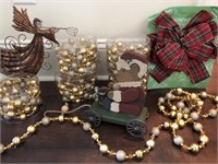Christmas Decor with Gold Bead Garland & More