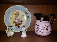 Antique Painted Porcelain Pitcher and More