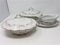 Z.S. & Co China Covered Casseroles & Gravy Boat