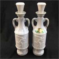 PAIR OF JIM BEAM FAUX MARBLE DECANTERS