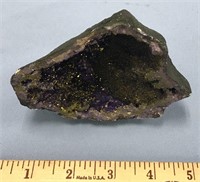 Eggplant purple and gold flecked geode 4.5" x 3"