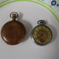2 Vintage Pocket Watches- Elgin & NewHaven Bulldog