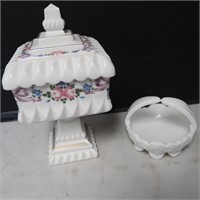 Westmoreland Flowered Candy Dish & Small Dish