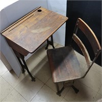 Antique Ink Well Desk & Chair