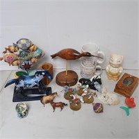Misc Lot-Horse Figurines, Cups, Piggy Bank, & More